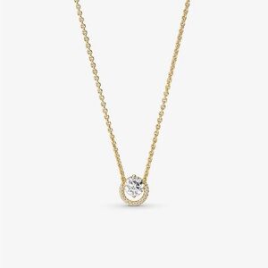 Sparkling Round Halo Pendant Collier Necklace
14k gold plating